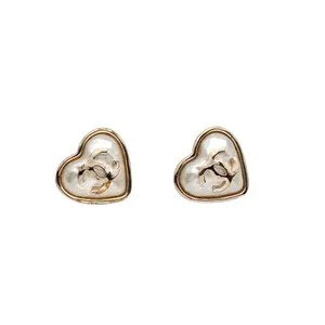 Pre-owned 【Alea】CHANEL Earring Heart Pearl Alloy