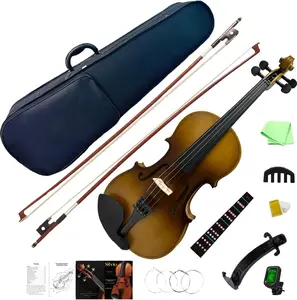 Silvio Brown Beginner Violin Kit 4/4 Full Size Acoustic Violin Set for Novices with Mute & Instruction Manual, Professional Violin for Easy Tuning & Quiet Practice, Ideal Music Gift