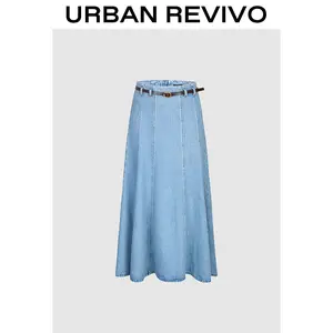 URBAN REVIVO Denim Maxi Skirts UWM850112 Springtok