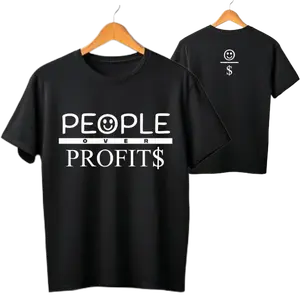 People Over Profits T Shirt - Front Chest Text/Rear Back Logo