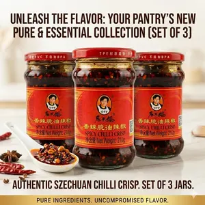 Laoganma Spicy Chili Crisp [3-Pack, 7.41 oz] - Original Authentic Szechuan Crunchy Chili Oil, The World's Favorite Umami Hot Sauce for Dipping & Topping
