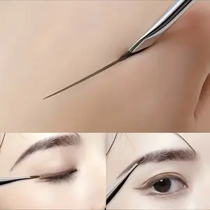 Precision Angled Eyeliner Brush - Ultra-Thin, Flat Sickle Design for Detailed Eye Makeup Application, Nylon Bristles, All Skin Types