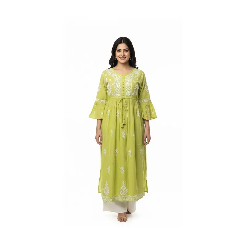 zara embroidered dress green Primavera 11137 Long Wedding Dress main image 1