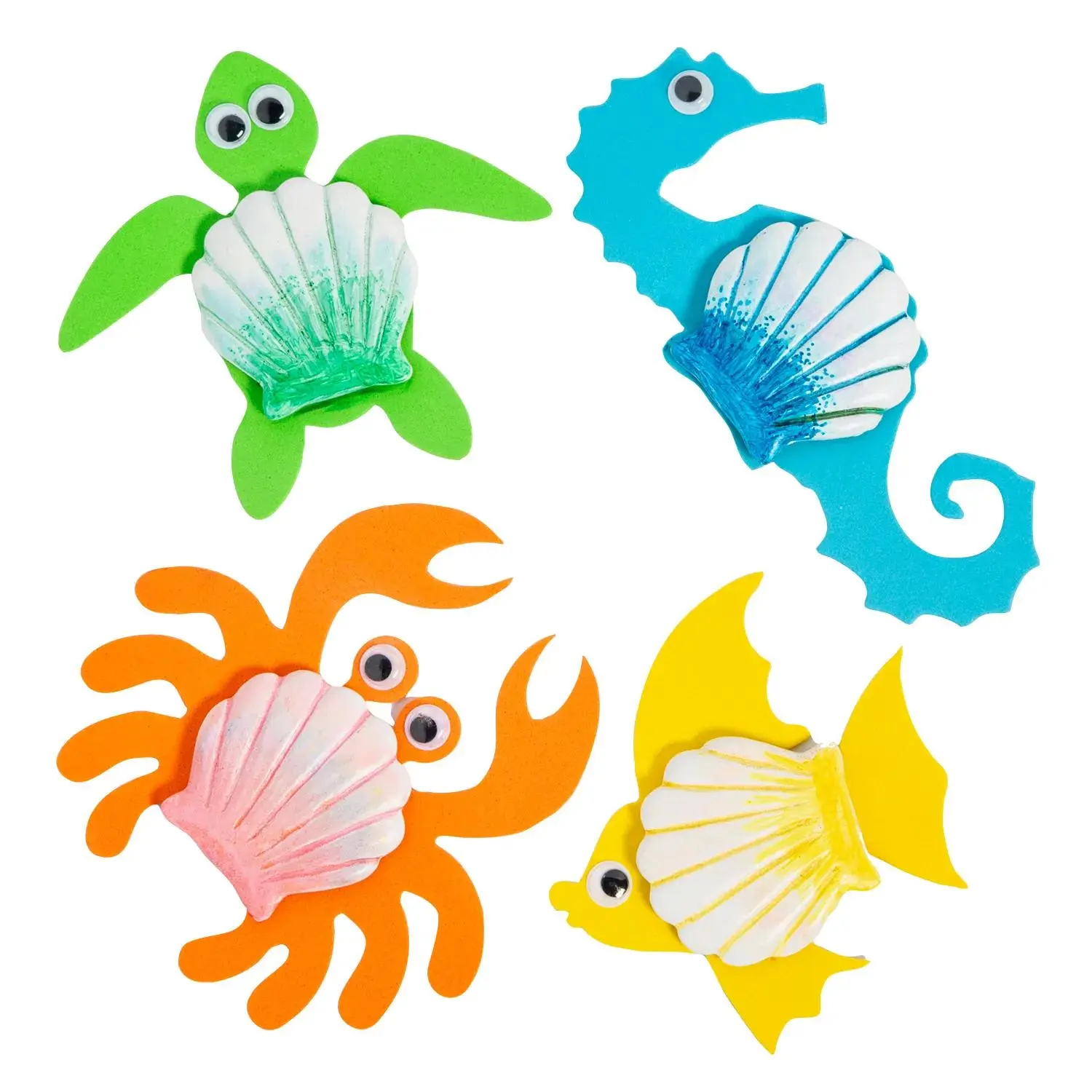 Fun Express 4" Tropical Sea Animal Resin Shell & Foam Craft Kit - Makes 12