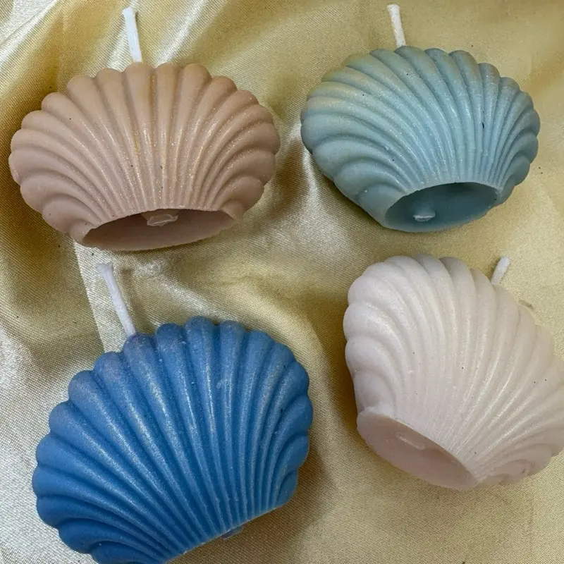 Coastal Collection 5-Color Sea Shell Soy Wax Candle Set, Handmade Home Decor Candles