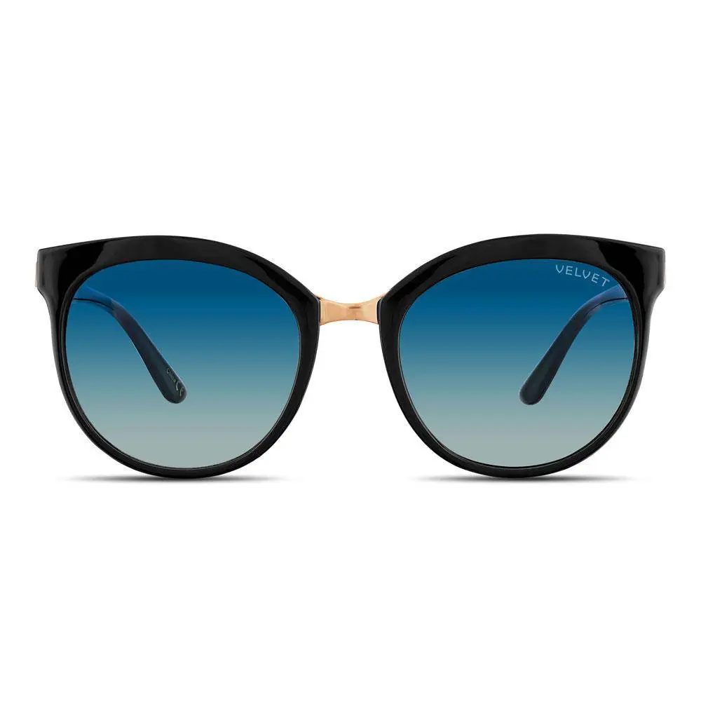Velvet Eyewear Steffie V752BK30 Black Frame Blue Yellow Fade Lens Medium Size Sunglasses with 100% UV Protection