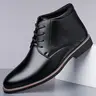 Men's High-Top Formal Oxford Shoes - Closed, Chic Minimalist, Korean-Style Decorative Laces, Non-Slip Traction Soles, Ankle Support Footwear for Business Office Wear, All Seasons, Casual, Easy to Match