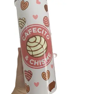 Mexican tumbler pan Dulce cafecito y chisme Drinkware Stainless Insulated Lid Steel Water Bottles