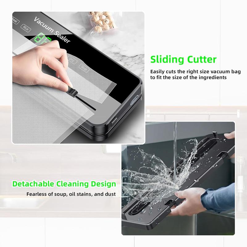 Food Vacuum Sealer Machine with Cutter Automatic and Manual Sealer Dry Moist Food Modes vacuum sealer-Classic 2 silicone ice food vacuum