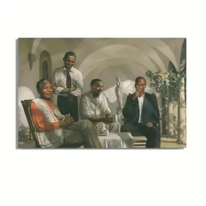 EGWB Mandela Malcolm X Obama MLK Jr. Frameless Canvas Wall Art Print - Inspirational Historical Leader Poster 12X 18inch (30X 45cm ), Suitable for Living Room, Bedroom, Office Decoration - Iconic Canvas Art of African American Civil Rights, African Americ