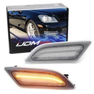 iJDMTOY Clear Lens Amber Full LED Front Side Marker Light Kit For 2012-14 Mercedes W204 LCI C250 C300 C350 Sedan/Coupe, Powered by SMD LED