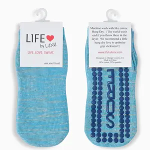 LIFE by Lexie Sore AF Blue Pilates Socks with Grip Spandex One Size Fits All for Enhanced Control & Stability in Workout Routines