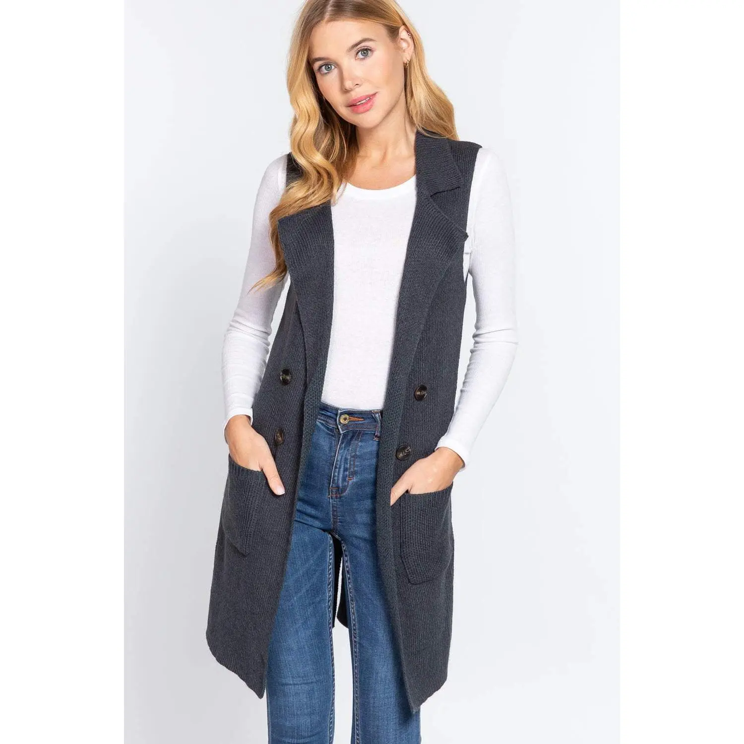 Sleeveless Long Sweater Vest