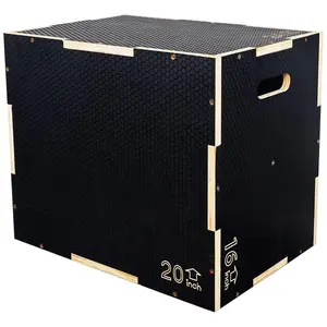 Fitvids 24" x 20" x 16" Wooden Plyometric Box Non-Slip Jump Platform, Black Fitvids 24" x 20" x 16" Wooden Plyometric Box Non-Slip Jump Platform, Black