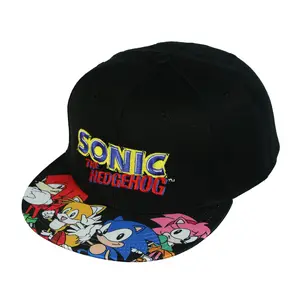 Sonic The Hedgehog Snapback Hat Character Design Flat Brim Embroidered Cap OSFM