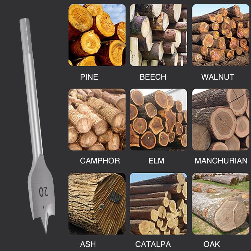 Spade Drill Bit Set Paddle Flat Bits, Hex Shank Quick Change Drill Bit Set for Woodworking, Flat Hole Cutter, Wood Drill Bit, 6pcs