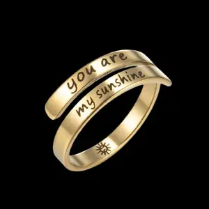 You Are My Sunshine Ring – Gold Plated Adjustable Inspirational Message Band