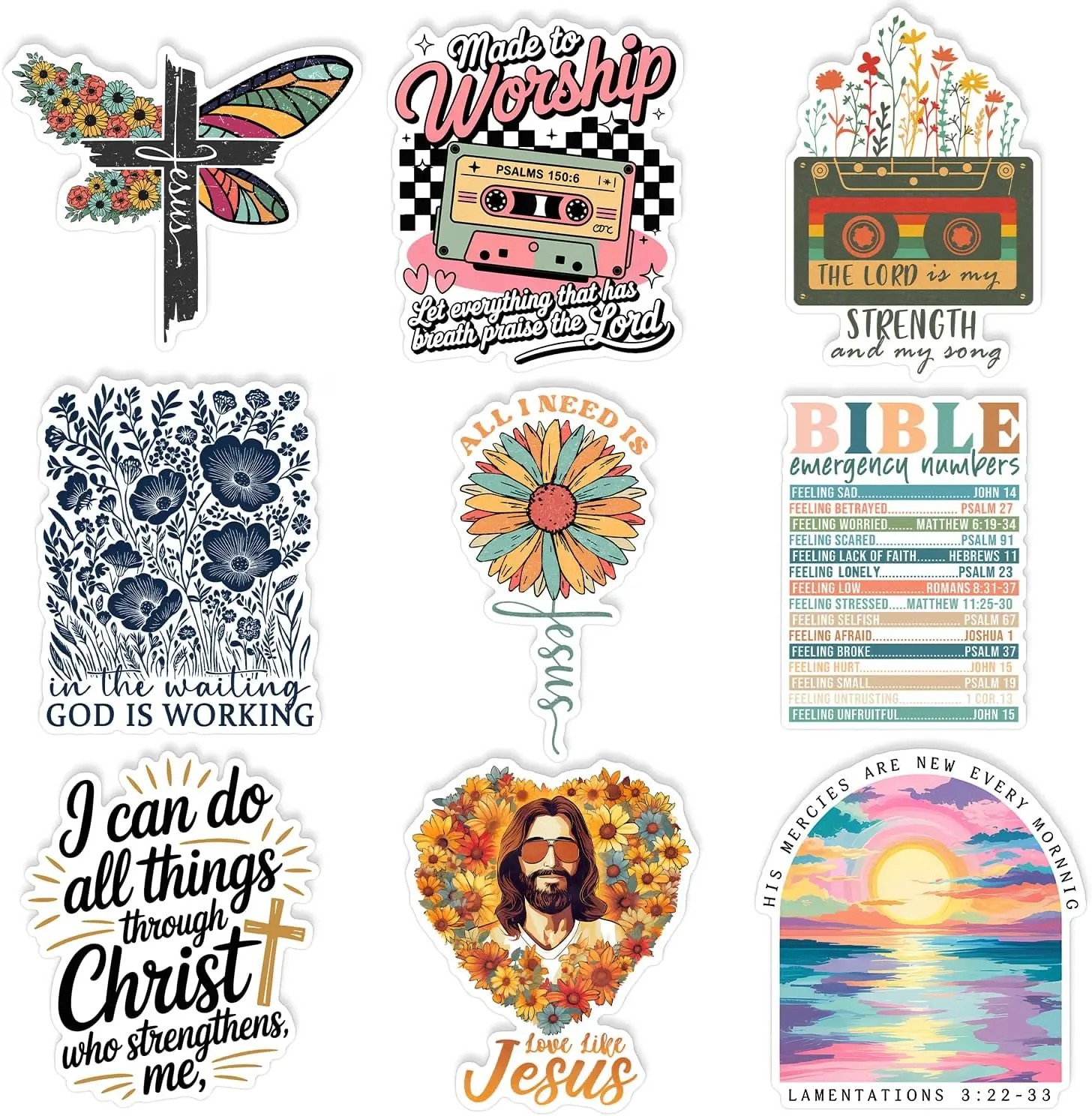 Christian Stickers Pack - Waterproof Stickers for Water Bottle, Stanley Cup, Laptop