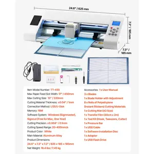 VEVOR Cutting Machine, Automatic Edge Detection Vinyl Cutter Machine with Design Software and Materials, Compatible with Multiple File Formats, for Creating Customized DIY Crafts, Cards, Stickers