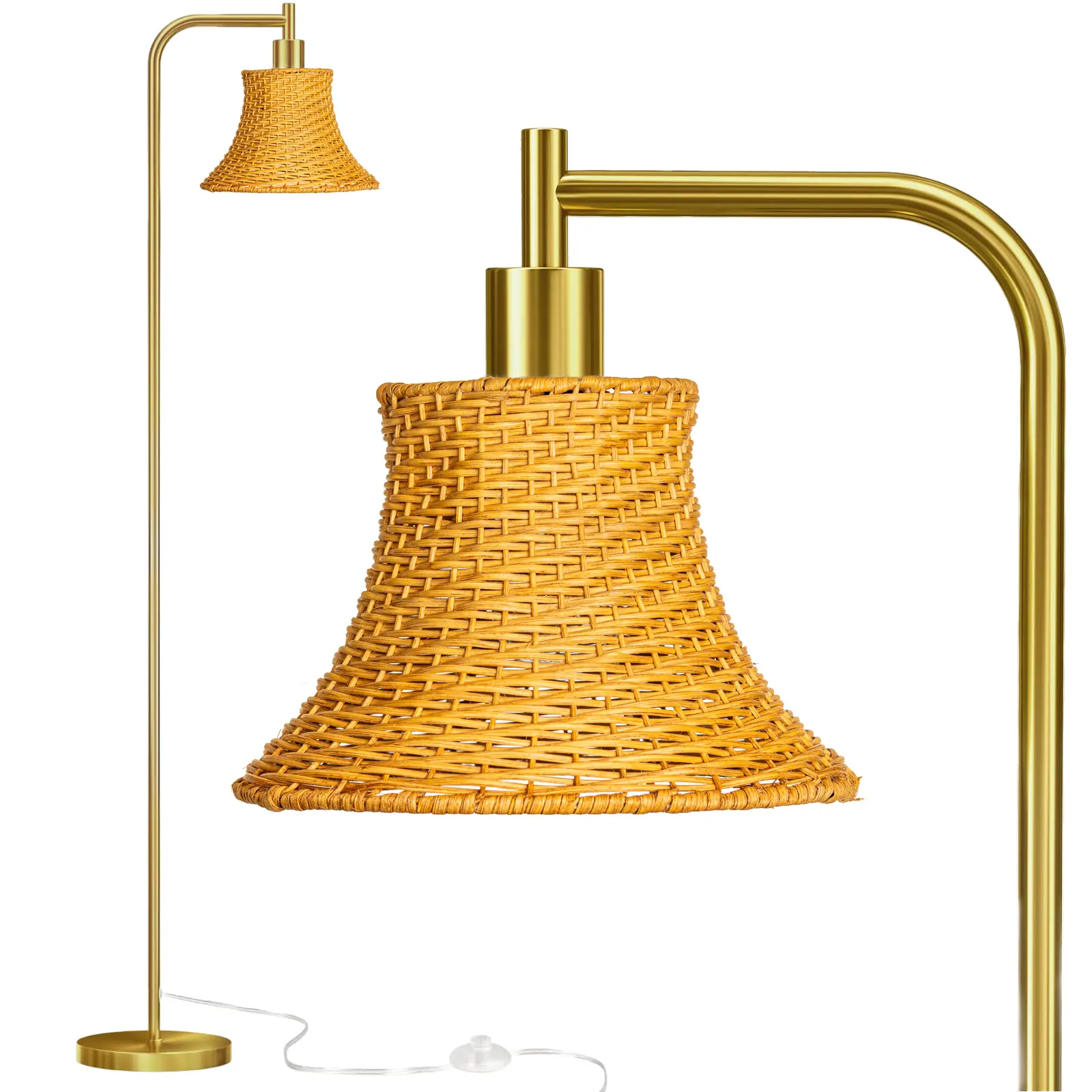 Nature Meets Modern Style. 67" Bamboo Weave Floor Lamp | Foot Pedal Switch | Warm Glow | Bulb Included#floorlamp#amazonfind