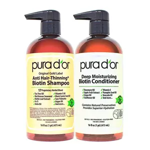 PURA D'OR Anti-Thinning Biotin Shampoo & Deep Moisturizing Conditioner Original Gold Label Set (16oz x2) Natural Earthy Scent, CLINICALLY TESTED Effective Results, DHT Blocker Thickening, Women & Men 16 oz