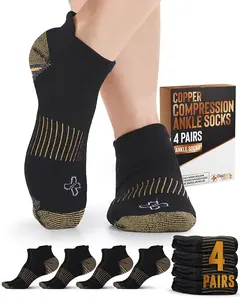 Doctor's Select Copper Compression Socks for Ankle Support - 4 Pairs for Women and Men