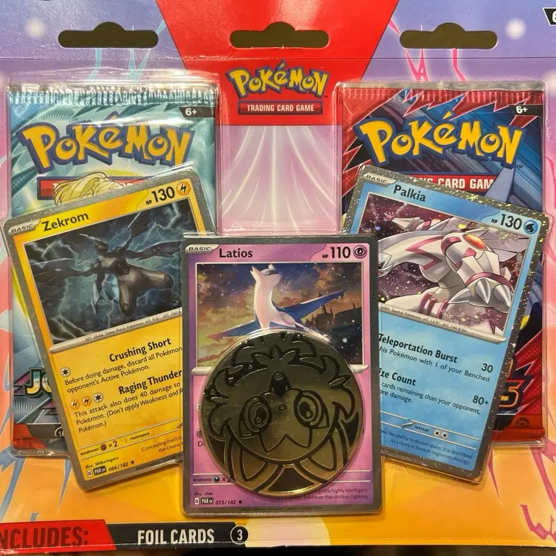 Destined & Journey Together- 2 Booster Pack Blister- 3 Foil Cards - Metallic Coin- Pokemon TCG