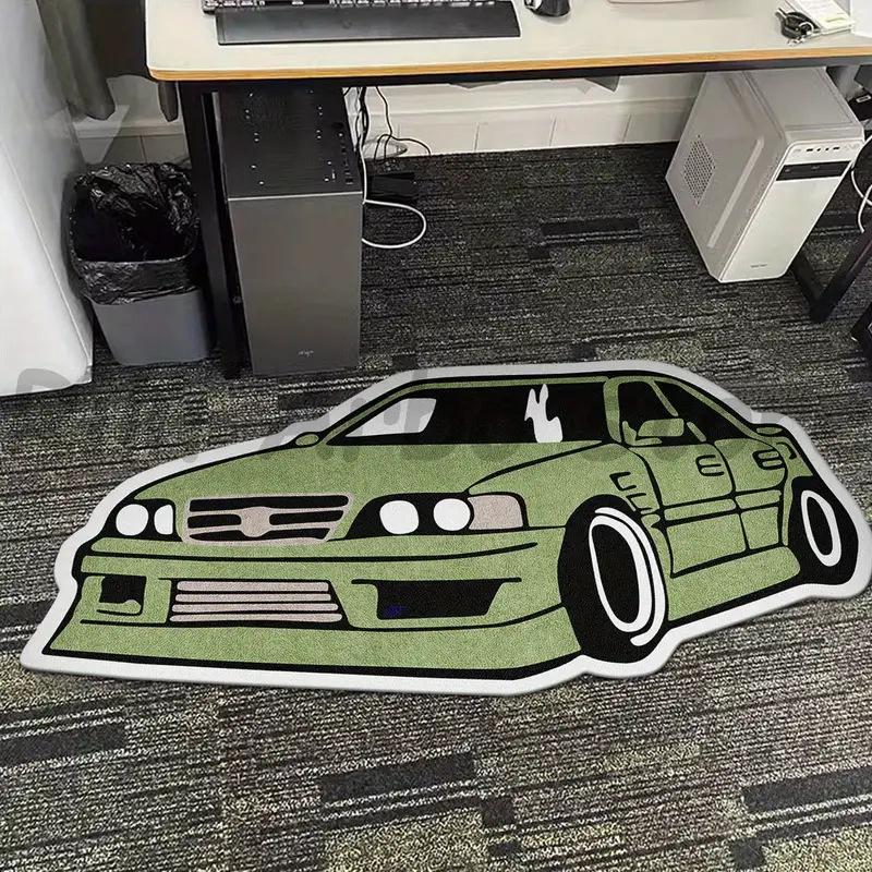 Cartoon Car Shaped Rug, Soft Plush Floor Mat, Decorative Carpet for Home Living Room Bedroom, Vanity Decor Accessories, Gift for Boy, Cartoon Pattern Rug