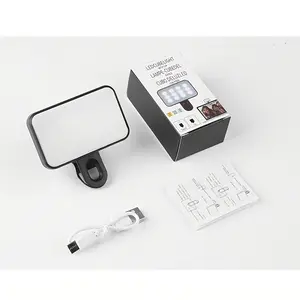 Mini Clip Light, Three Brightness Adjustments, TYPE-C Charging, Night Light, Computer, Desk, 1 Portable Rechargeable LED Ring Light, Lighting Modes, USB and Battery Powered, Compatible with iPhone 16/15/14/13/12/11 Pro Xs, A72/A71/A52/A51
