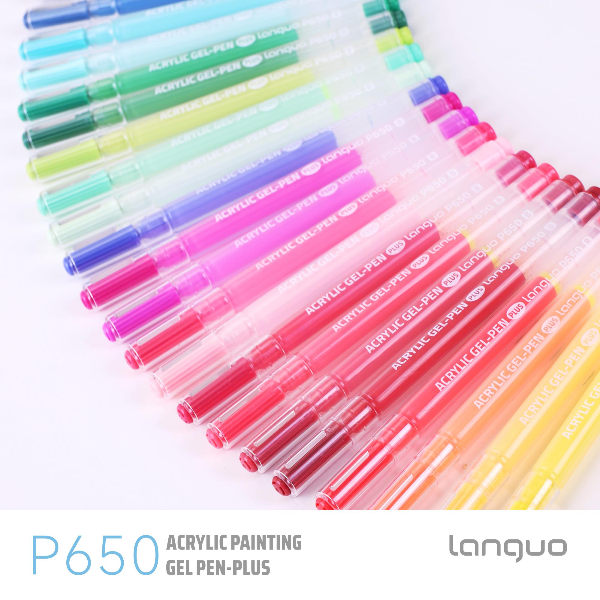 Languo 90-Color Acrylic Painting Gel-Pen Plus Set, art_set Smooth 1.0mm Bold Tip Paint Pens with 2.2g Extra Large Ink Capacity, Aesthetic No-Bleed Coloring Retractable Gel Pen pen set relaxation tool get gift school artist colored