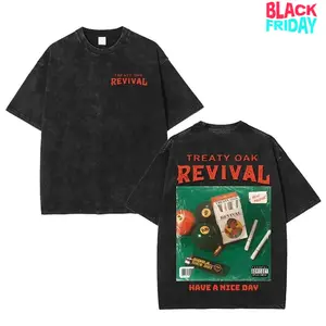 Retro Limited Vintage Treaty Oak Revival T-Shirt, Have A Nice Day Rock Band Unisex Oversized Cotton Washed Tee, Gothic Emo Punk Y2K Clothes, Men Gifts