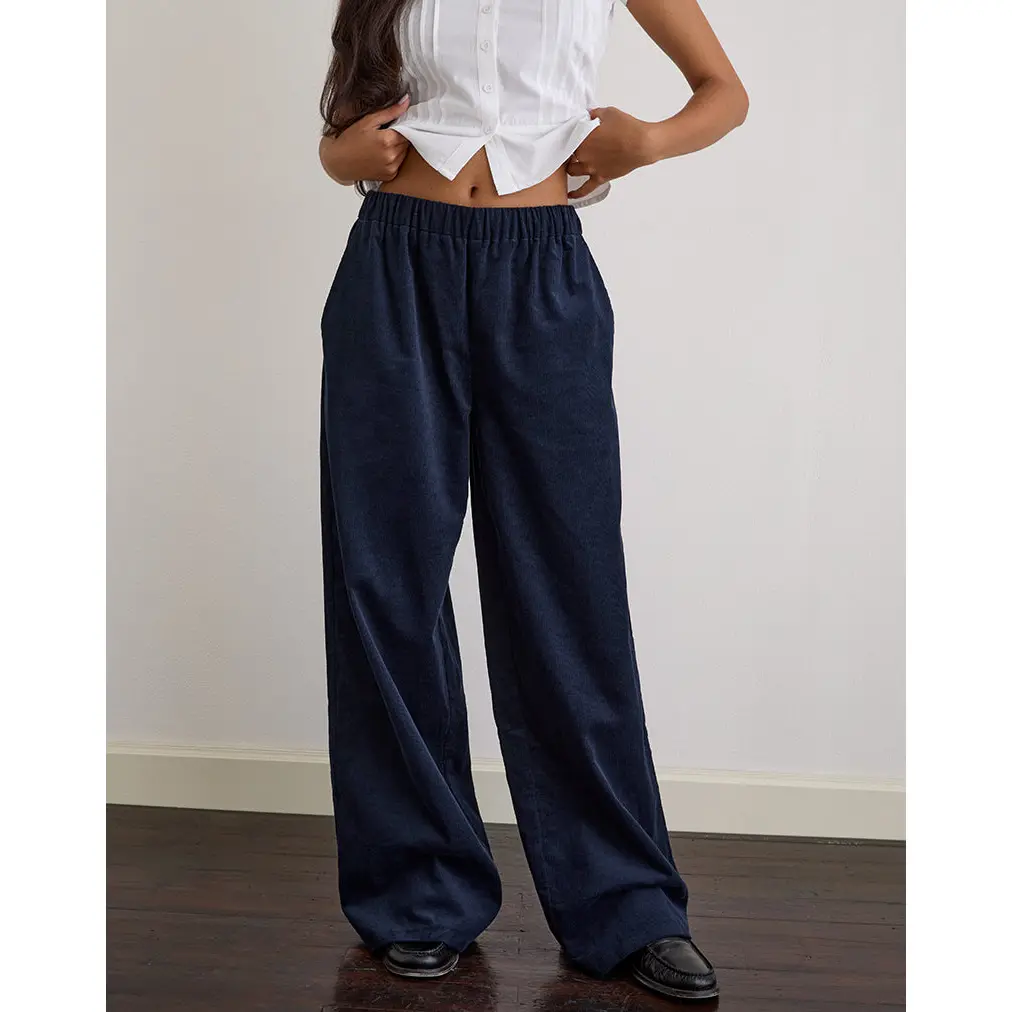 Sasiya Waistband Trouser in Cord Navy