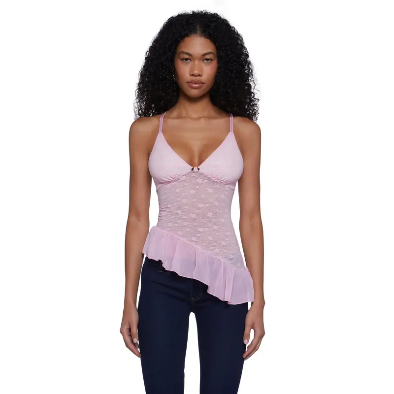 y2k pink lace tank top - TikTok Shop