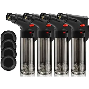 4 Pack of Lighter, Windproof Jet, Butane Gas Refill, with Safety Lock, Mini Blow Lighters for Candle, (NO Gas)
