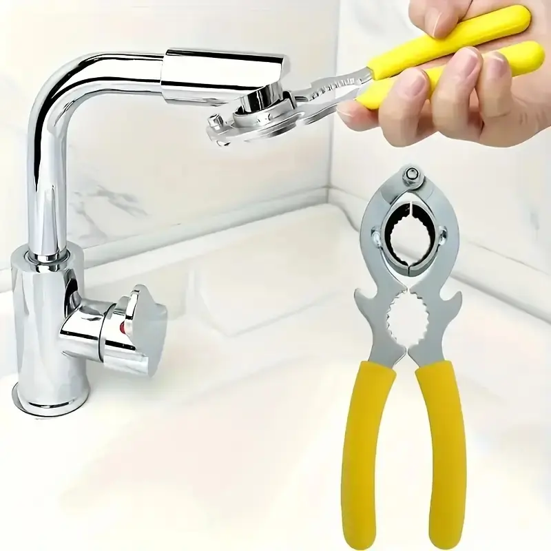 Multifunctional Plumbing Faucet Heavy Duty Wrench Non-Slip Rubber Handle Durable Metal for Home Kitchen Bathroom Repair