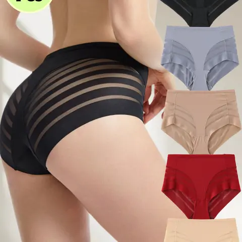 5-Pack Mid-Waist Shapewear Panties, Seamless Undergarment, Breathable Comfy Innerwear, Breathable Panty, Multiple Colors, Lace Smooth Breathable Comfort, Fashion Chic Elegant Simple Design, All Seasons Wear