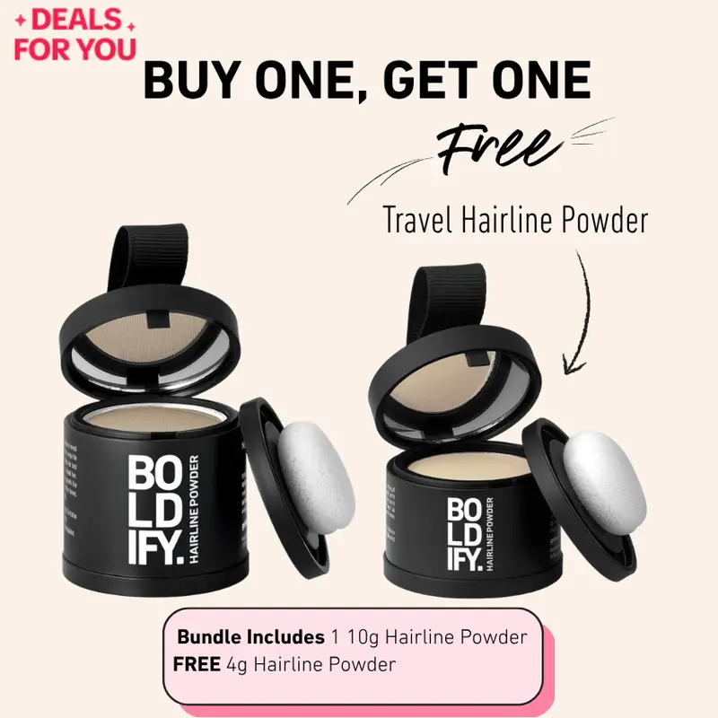Boldify Hair Powder - Buy 1 Get 1 Free Hairline Shaping Root Cover Up (10g + Free 4g) with Color Match Guarantee, Hair Enhancer for Haircare Needs