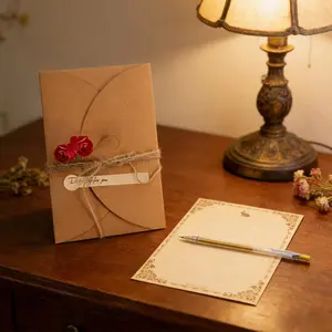 Vintage Letter Writing Set - Elegant Gift Box with Rose Paper & Pen | Romantic Handwritten Letter Kit for Valentine's Day, Graduation, Back to School Gifts