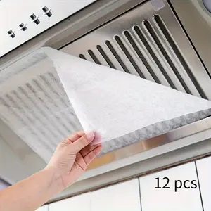 12pcs Range Hood Filter Paper Range Hood Oil-proof Sticker High Temperature Resistant Oil-absorbing Filter Mesh Oil Cover Self-adhesive Wash-free Universal Kitchen Stuff Kitchen Accessories