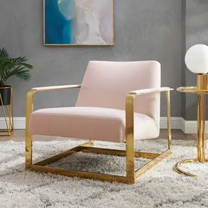 Modway Seg Performance Velvet Accent Chair in Gold Pink