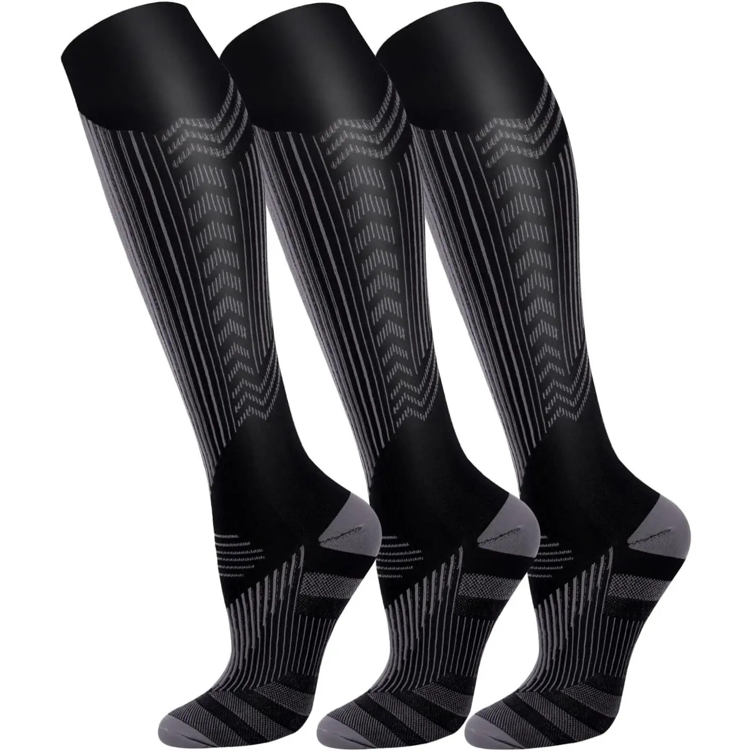 3 Pack Copper Compression Socks for Adults - 00 Black, 01 White, 030 Assort 7, 035 Navy Blue/Coffee/Turmeric Medical, Running Stockings