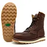 Fuerbo Premium Composite Toe Handcrafted Lacer Moc Toe Leather Work Boots Dual Density Goodyear Welt Sole Anti-Fatigue Oil & Slip Resistant L-50 Brown Mid-Calf Lace Up Men Footwear Comfort