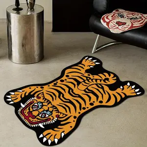 Tiger Print Carpet, Non-Slip Soft Floor Mat, Multiple Sizes Available, Household Decorative Rug, Home Decorative Rug, Polyester Fiber Material, Suitable for Living Room Bedroom Office Decor, Animal Printed Rug