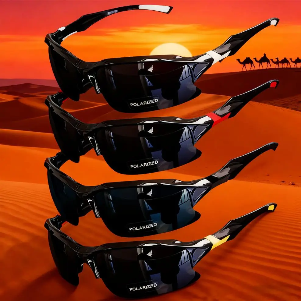 Unisex 4-Pack Multi-Sport Durable Outdoor Sport Sunglasses, Modern Look, Windproof Frame, Polarized Lenses for Basketball, Marathons, Outdoor Sport Sunglass