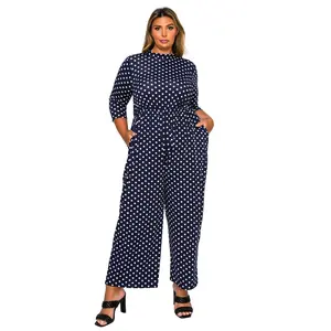 Plus Size L I V D Lunette Dot Wide Leg Jumpsuit Fabric Womenswear Evening Wear with Stretch Fabric - Made in USA