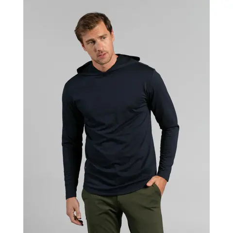BYLT Men's Hooded Drop-Cut Long Sleeve Cotton Sweatshirt - Signature Stretch Fabric, Relaxed Casual Fit, Modern Pullover, 4-Way Stretch, Minimalistic Style, Extra Coverage, All-Day Comfort Layer Top