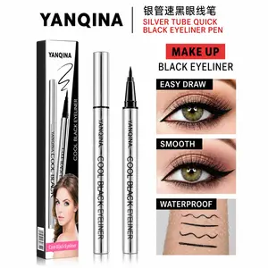 [YANQINA]Eyeliner Pen Silver Tube Liquid Eyeliner One-stroke Formation Waterproof, Oil-proof, Quick-dry, Smudge-proof Ultra-fine Tip Beginner Eyeliner