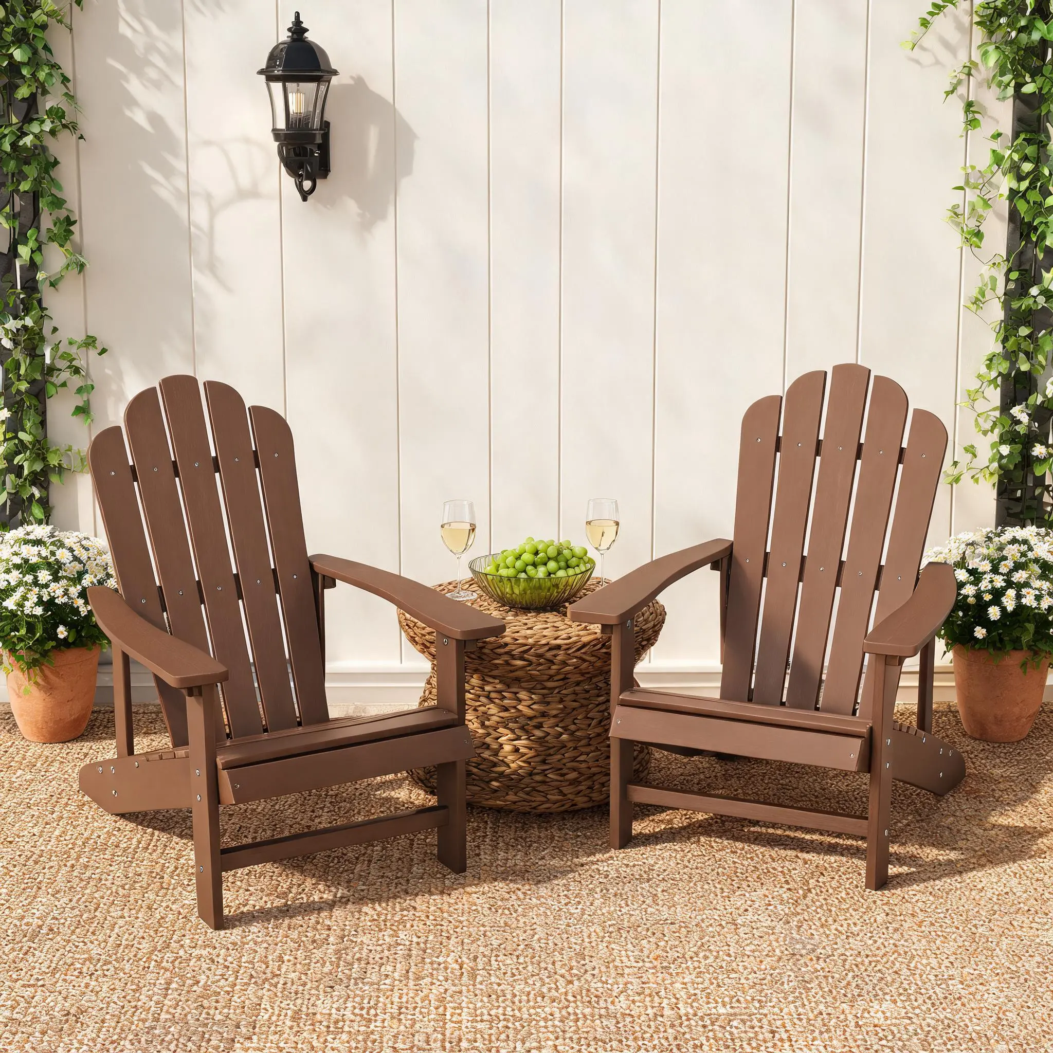HDPE Folding Adirondack Chair 1PC Weather-Resistant Patio Chair with Wide Armrests & High Backrest, Fire Pit Chair for Garden, Backyard, Porch