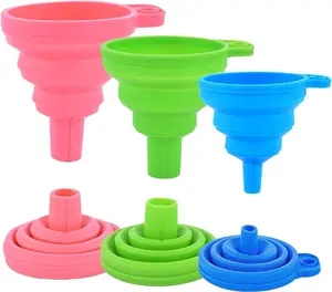 Kitchen Silicone Collapsible Funnel Set of 3,Small and Large,Flexible-Foldable-Cooking-Food-Grade Funnels for Filling Small or Mini Bottles,Perfume,Filling Capsules,Fry Oil Filter,Essential Oil,Spice