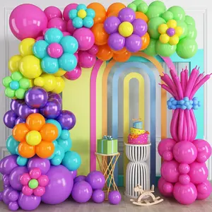 161PCS Neon Balloon Arch Kit – Bright Pink, Orange, Yellow, Green, Blue & Purple Balloons for Kids’ Summer, Fiesta, Birthday & Baby Shower Decorations